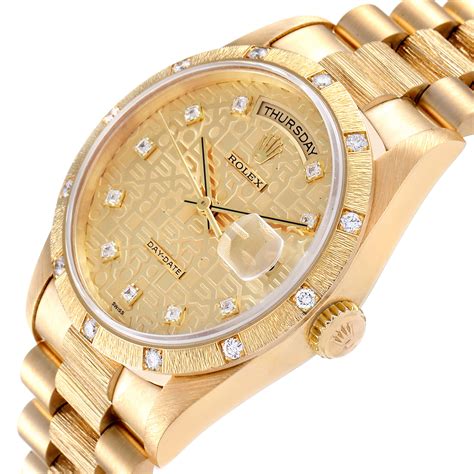 mens rolex 18k white gold day date president w diamonds|Rolex 18 ct yellow gold.